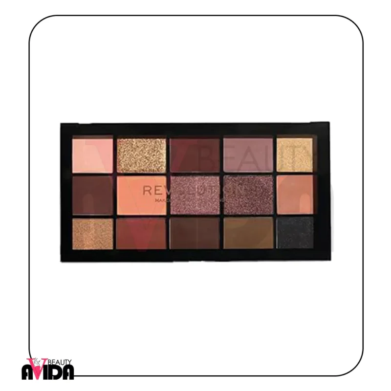 پالت سایه رولوشن مدل Velvet Rose با ترکیب رنگ‌های مات و براق، ماندگاری بالا و ترکیب‌پذیری آسان، مناسب هر سبک آرایش چشم است.