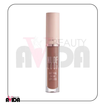 رژ لب مایع گلدن رز مدل NUDE LOOK شماره 01 NATURAL SHINE با بافت سبک و براق، مناسب برای آرایش لب‌های طبیعی و درخشان.
