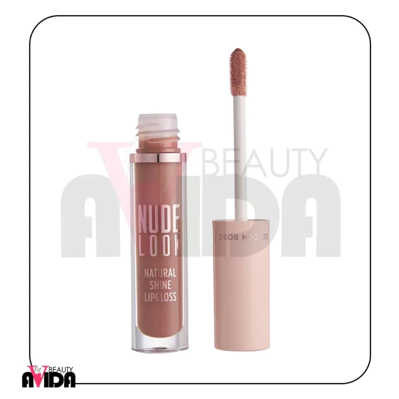 رژ لب مایع گلدن رز مدل NUDE LOOK شماره 01 NATURAL SHINE با بافت سبک و براق، مناسب برای آرایش لب‌های طبیعی و درخشان.