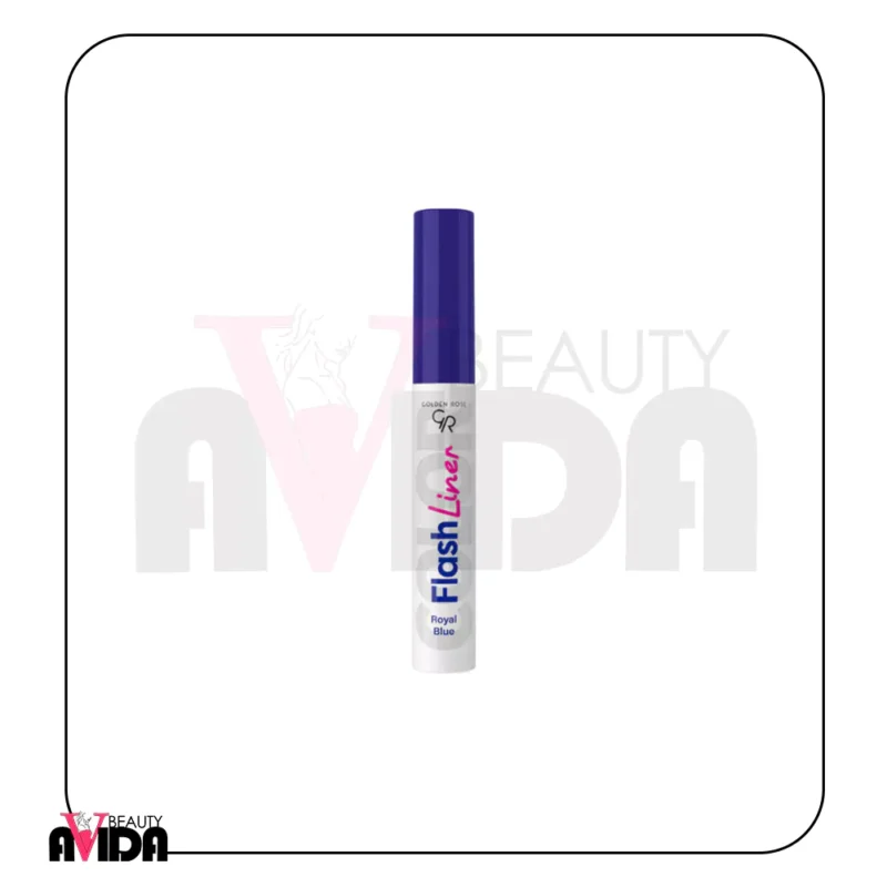 خط چشم رنگی گلدن رز Flash Liner Royal Blue شماره 104 با رنگ آبی سلطنتی، خطوطی دقیق و مات بر روی پلک ایجاد می‌کند که در طول روز بدون محو شدن باقی می‌ماند.